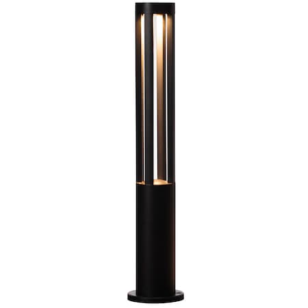 GARDENISED Round Black LED Garden Aluminum Light, Decorative Outdoor Bollard Light QI004596
